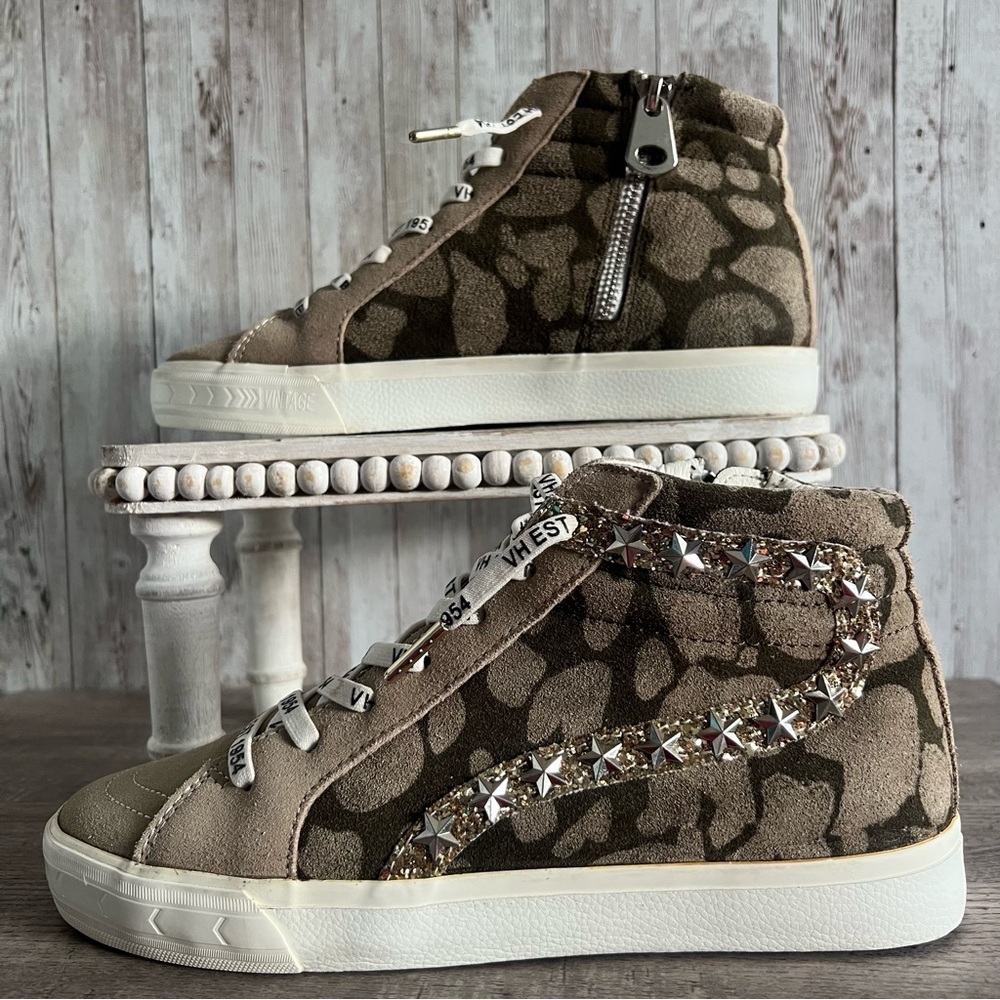 Vintage Havana Camouflage High-Top Studded Eastbourne Sneakers Womens 8.5